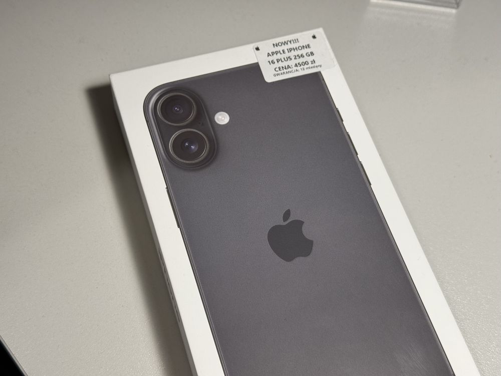 Nowy! Telefon Apple Iphone 16 Plus 256 Gb Czarny. Plomby!